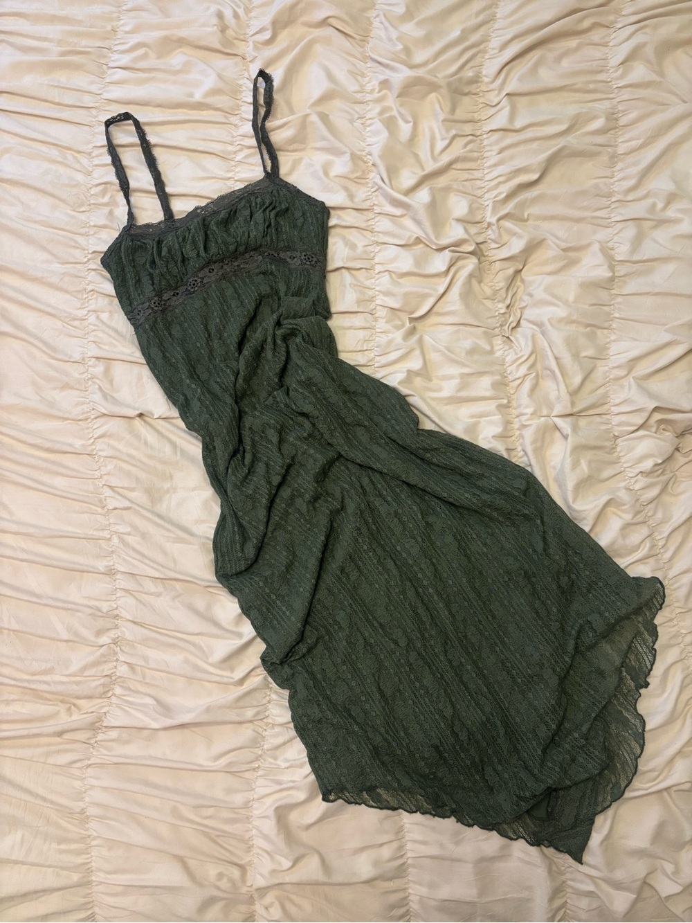 Green Lace-Trim Maxi Dress - Women's Sleeveless Dress